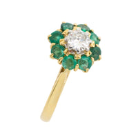 Emerald and diamond ring in platinum and gold