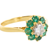 Emerald and diamond ring in platinum and gold