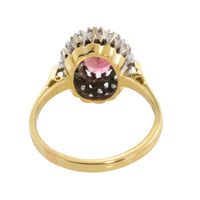 Vintage pink tourmaline and diamond ring