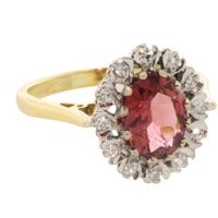 Vintage pink tourmaline and diamond ring