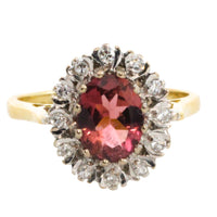 Vintage pink tourmaline and diamond ring