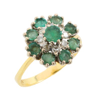 Vintage emerald and diamond cluster ring