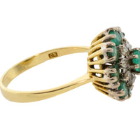 Vintage emerald and diamond cluster ring