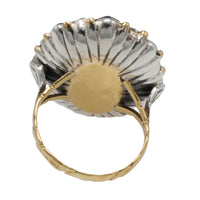 Vintage garnet and pearl ring in 14 carat gold and silver-Vintage Rings-The Antique Ring Shop