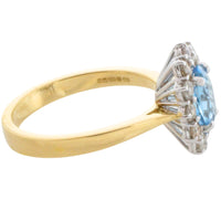 Aquamarine and diamond ring in 18 carat gold-engagement rings-The Antique Ring Shop