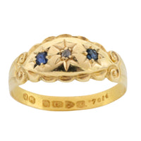 Edwardian sapphire and rose diamond gypsy ring from 1907-Antique rings-The Antique Ring Shop