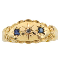 Edwardian sapphire and rose diamond gypsy ring from 1907-Antique rings-The Antique Ring Shop