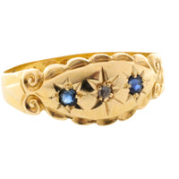 Edwardian sapphire and rose diamond gypsy ring from 1907-Antique rings-The Antique Ring Shop