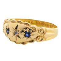 Edwardian sapphire and rose diamond gypsy ring from 1907-Antique rings-The Antique Ring Shop