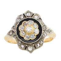 Antique onyx and diamond ring