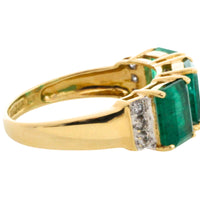 Emerald and diamond ring in 18 carat gold-Vintage Rings-The Antique Ring Shop