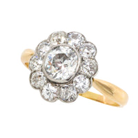 Edwrdian old cut diamond cluster ring in 18 carat gold