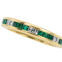 Emerald and diamond band in 18 carat gold-wedding rings-The Antique Ring Shop