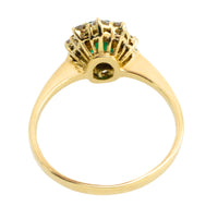 Vintage smaragd en diamanten ring van 18 karaat goud