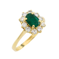 Vintage smaragd en diamanten ring van 18 karaat goud