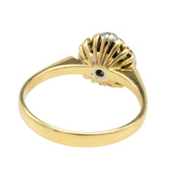 Ruby and diamond cluster ring in 18 carat gold-Vintage Rings-The Antique Ring Shop