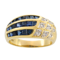 Carre sapphire and diamond ring in 18 carat gold