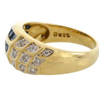 Carre sapphire and diamond ring in 18 carat gold
