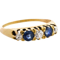 Edwardiaanse saffier en diamanten ring