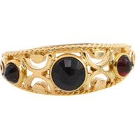 Garnet filigree ring in 14 carat gold-Vintage Rings-The Antique Ring Shop