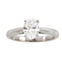 Oval diamond solitairte ring in platinum-engagement rings-The Antique Ring Shop