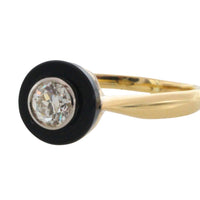 Vintage onyx and old cut diamond solitaire ring