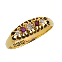 Edwardian ruby and diamond ring from 1915