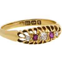Edwardian ruby and diamond ring from 1915