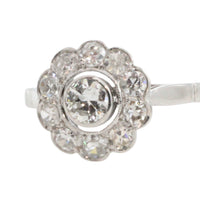 Old cut diamond cluster ring iin white gold-engagement rings-The Antique Ring Shop