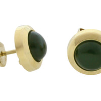 Nephrite jade studs in 14 carat gold-Earrings-The Antique Ring Shop