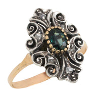 Sapphire and rose diamond ring in silver and gold-Vintage Rings-The Antique Ring Shop