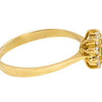 Emerald and diamond cluster ring in 18 carat gold-engagement rings-The Antique Ring Shop