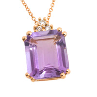 Amethyst and diamond pendant in rose gold