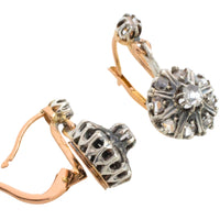 Rose diamond earrings in silver and gold