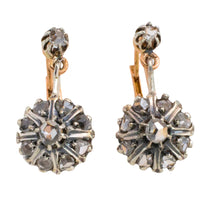 Rose diamond earrings in silver and gold