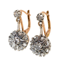 Rose diamond earrings in silver and gold