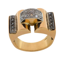 Art Deco rose diamond tank ring in 18 carat gold