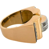 Art Deco rose diamond tank ring in 18 carat gold