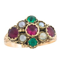 Victorian mourning paste and pearl ring-Antique rings-The Antique Ring Shop