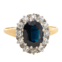 Vintage sapphire and diaond cluster ring