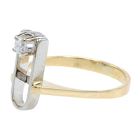 Diamond ring in yellow and white gold