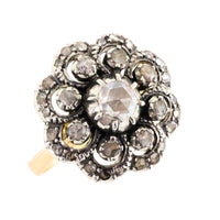 Vintage rose diamond ring in silver and gold