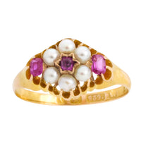 Ruby and pearl ring from 1872