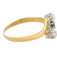 Victorian sapphire and old cut diamond swirl ring