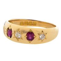 Ruby and old cut diamond gypsy ring from 1905-Antique rings-The Antique Ring Shop