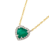 Emerald and diamond heart pendant in 18 carat gold