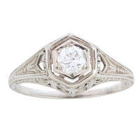 Vintage Art Deco diamond ring in platinum-engagement rings-The Antique Ring Shop
