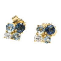 Aquamarine diamond and sapphire studs