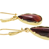 Garnet pendant earrings in 14 carat gold-Earrings-The Antique Ring Shop