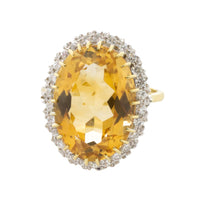 Citrine and diamond ring in 18 carat gold-Vintage Rings-The Antique Ring Shop